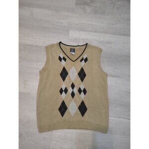Lawrence Parker Sweater Vest Made USA XL Argyle Brown Golf Preppy